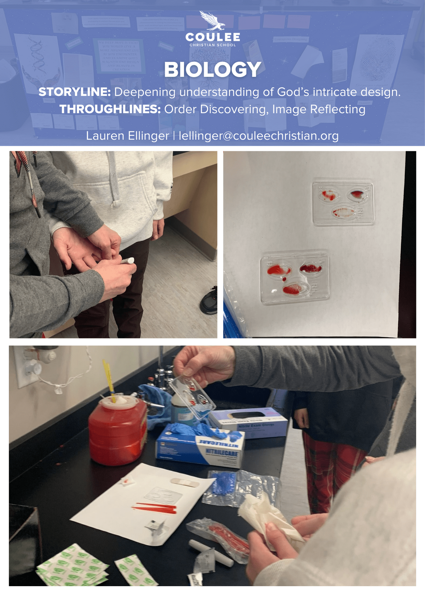 Coulee Christian School biology FLEx Cards activity: blood typing.