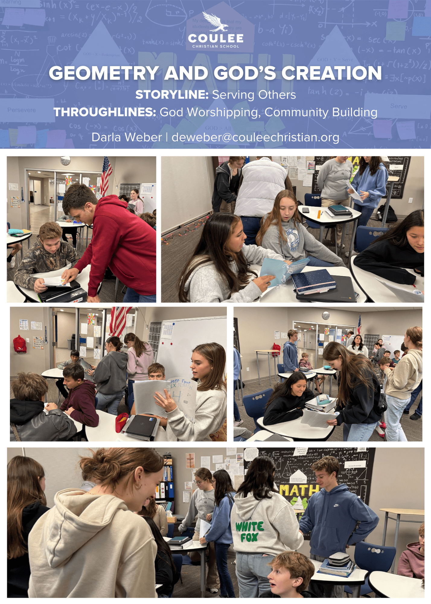 Students engaging in FLEx Cards geometry lesson at Coulee Christian School.