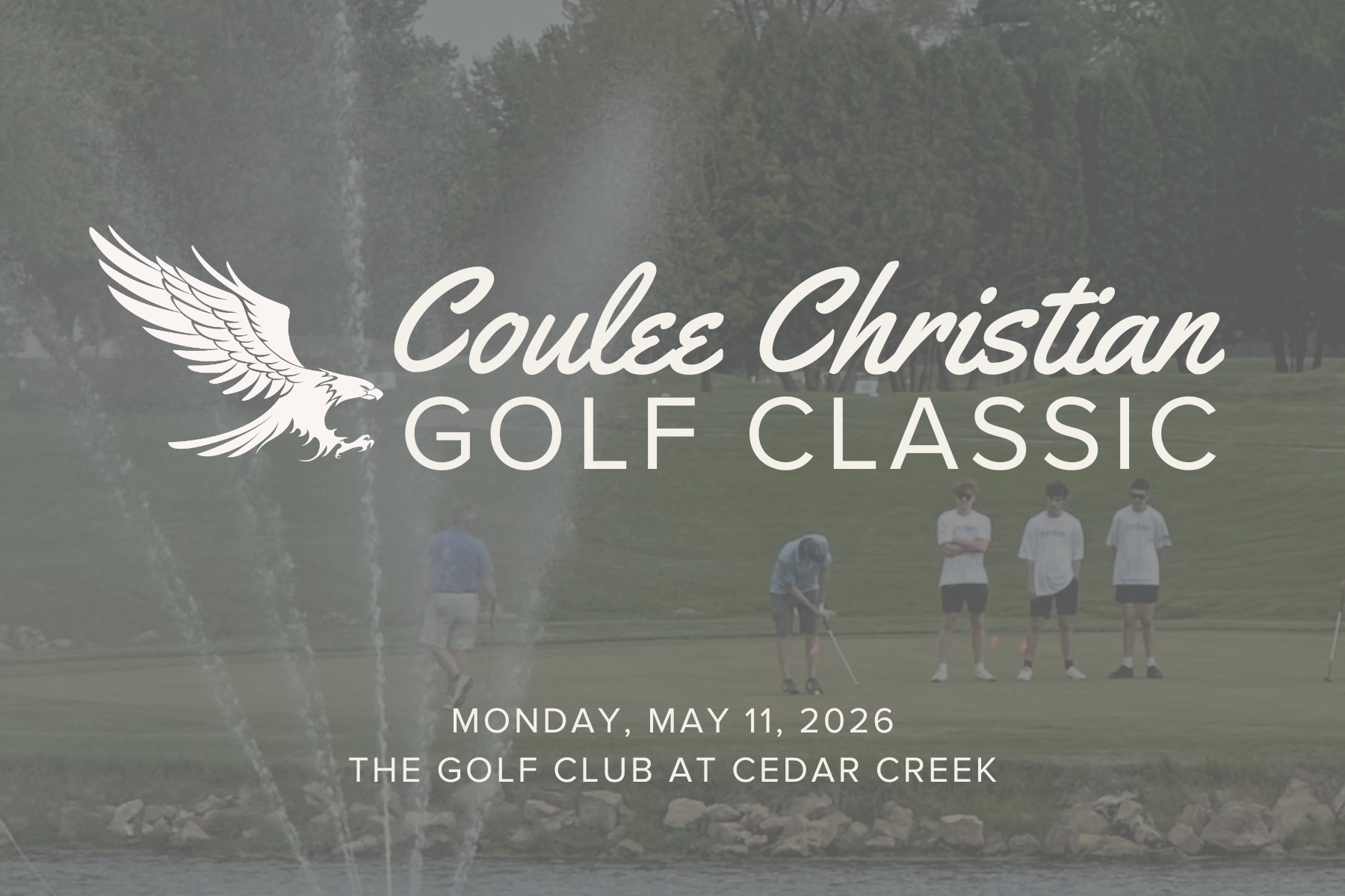 Coulee Christian Golf Classic promotional image with golfers and the event details.
