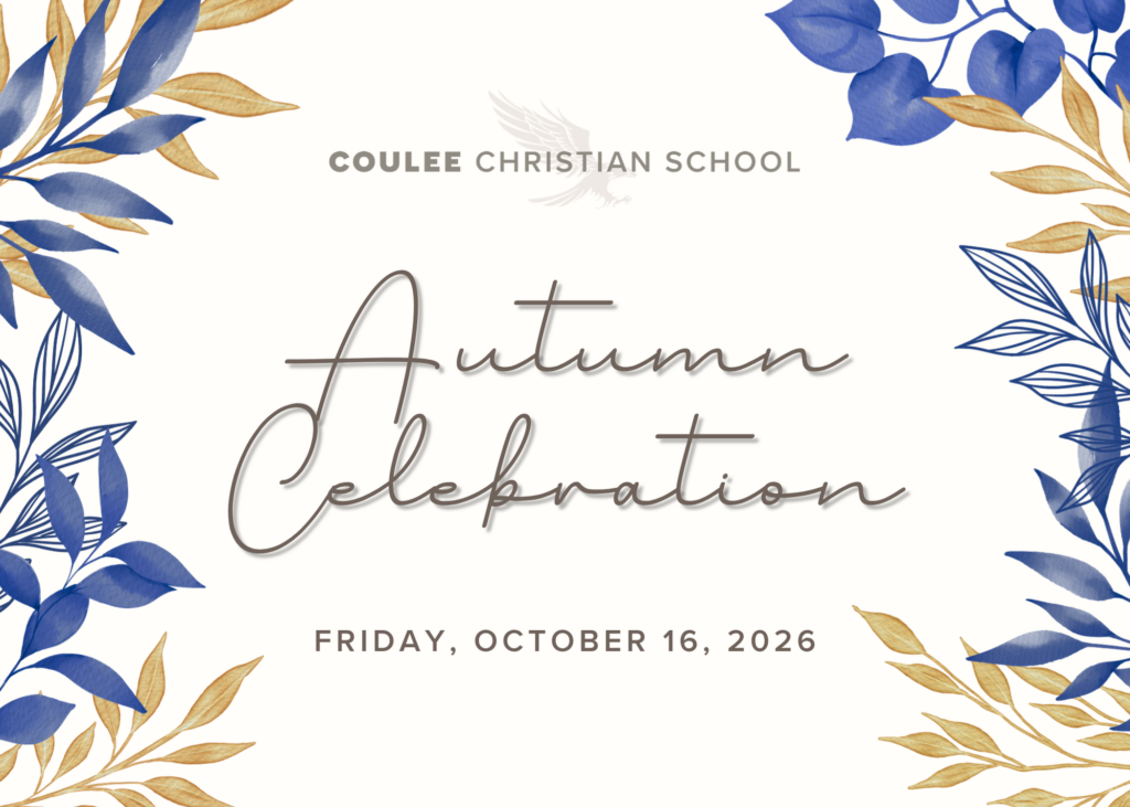 Coulee Christian School Autumn Celebration flyer for Friday, October 16, 2026.