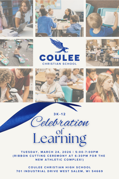 Coulee Christian School's Celebration of Learning event, showcasing students in various academic activities.